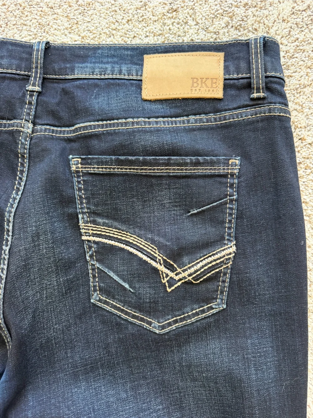 BKE Tyler Straight Leg Dark Wash Jeans Men’s 38x34 Stretch Denim Buckle